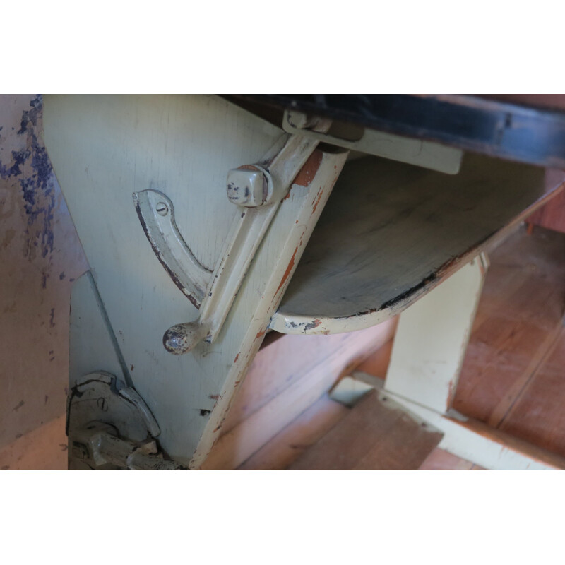 Grey adjustable school desk in metal - 1930s