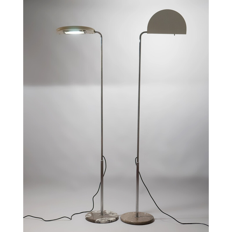 Vintage Mezzaluna floor lamp in chrome steel tube and marble by Bruno Gecchelin for Skipper Pollux, Italy 1974
