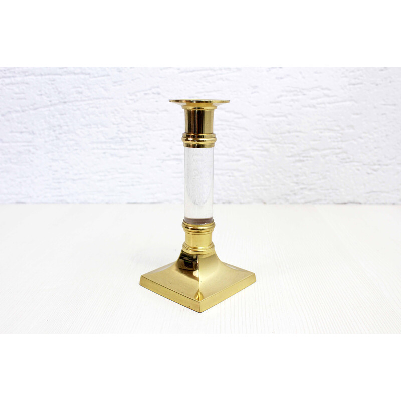 Vintage brass and lucite candlestick, 1970