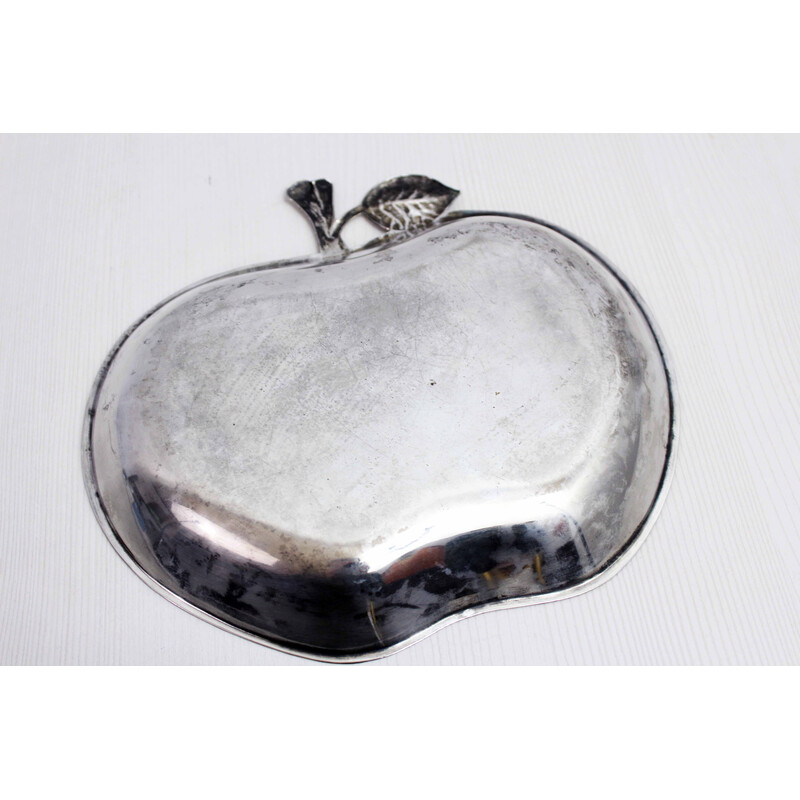 Vintage “apple” pocket tray in silver metal, 1960