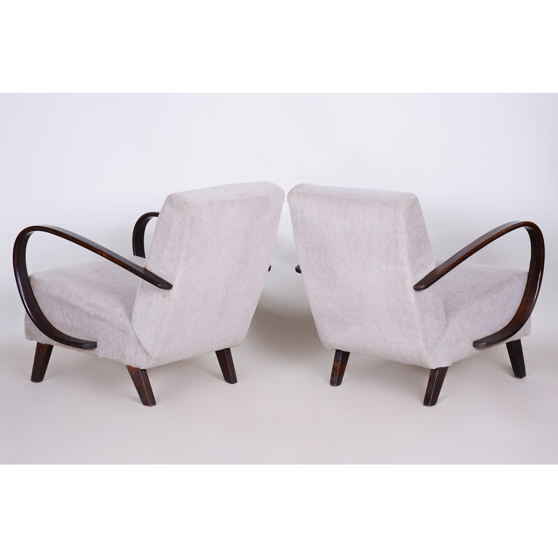Pair of vintage Art Deco beech armchairs by Jindrich Halabala for UP Zavody, Czechoslovakia 1930