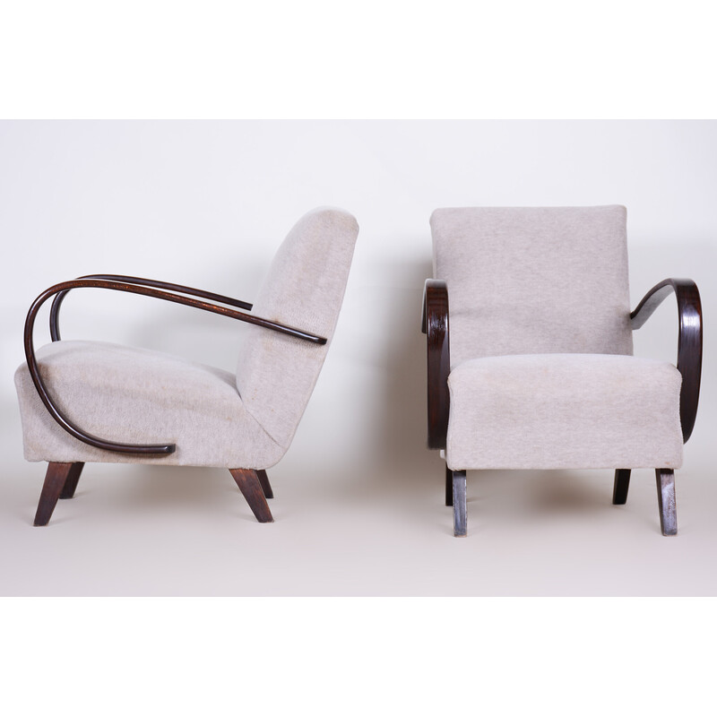 Pair of vintage Art Deco beech armchairs by Jindrich Halabala for UP Zavody, Czechoslovakia 1930