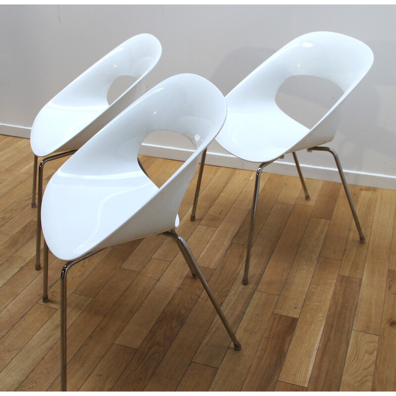 Conjunto de 3 cadeiras de jantar vintage Taty em metal cromado e plástico para Castellani