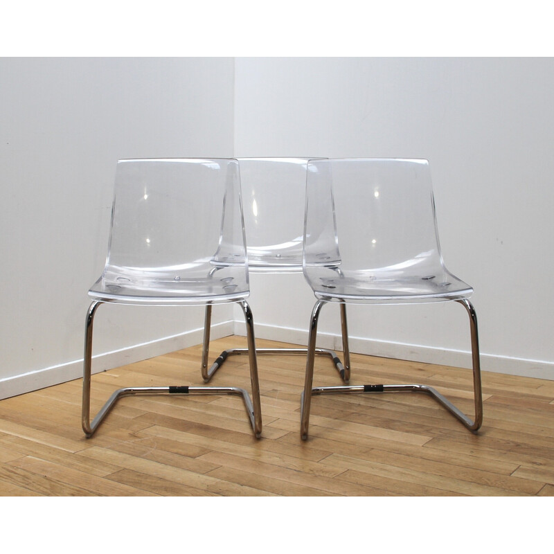 Vintage Tobias dining chair in chrome metal and plastic for Ikea