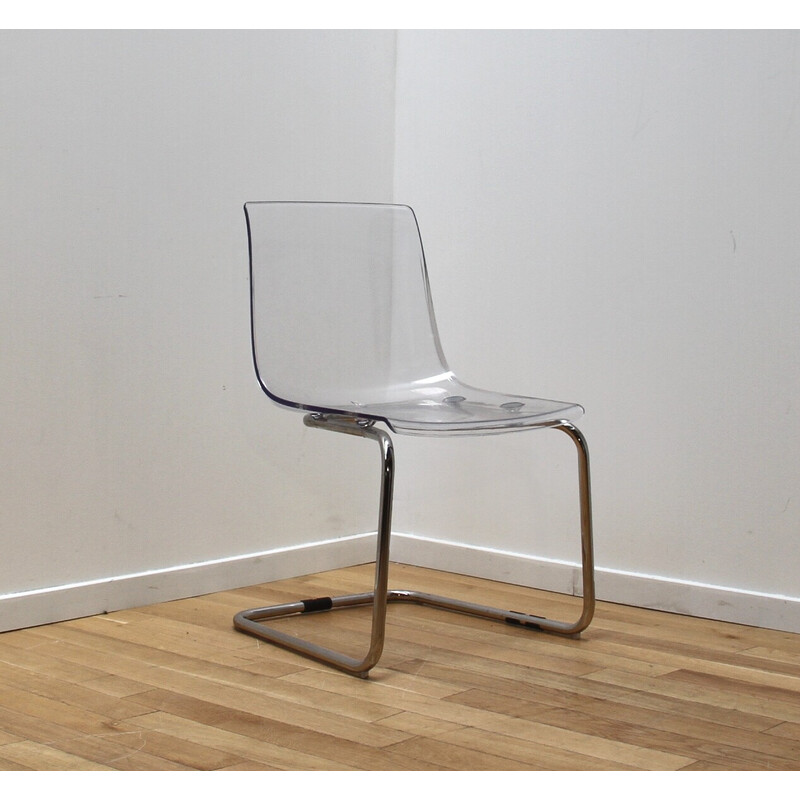Cadeira de jantar vintage Tobias em metal cromado e plástico para a Ikea