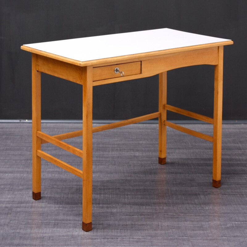 Small mid-century desk in beechwood - 1950s