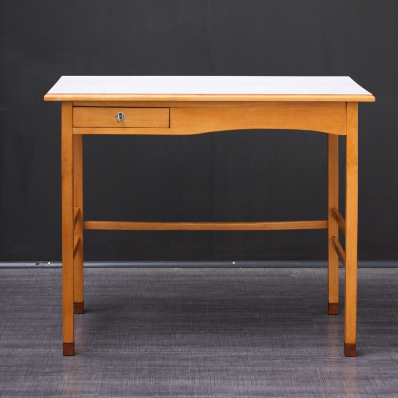 Small mid-century desk in beechwood - 1950s