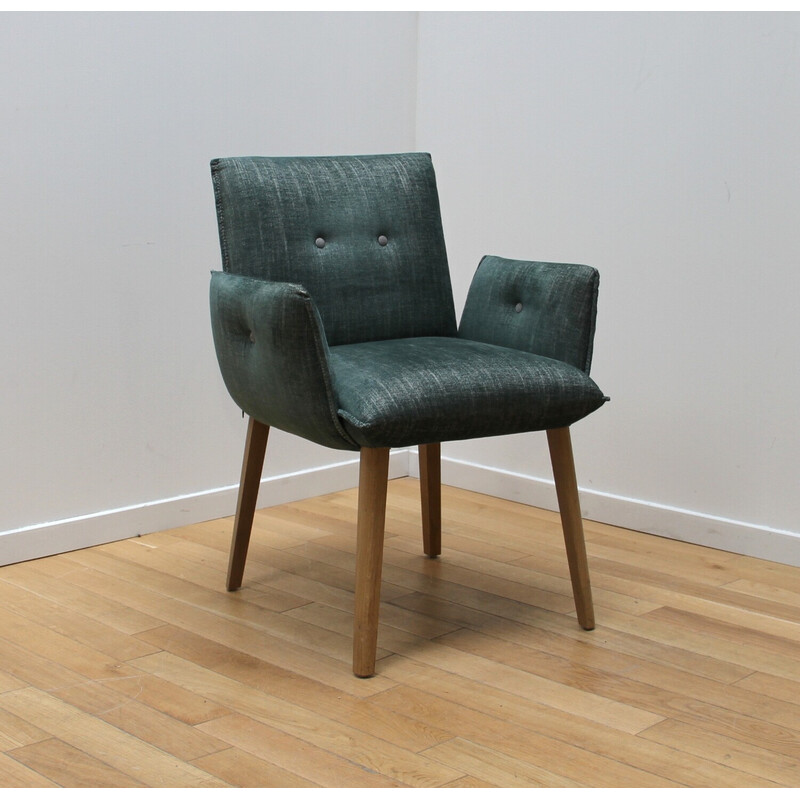 Vintage Soda armchair in light wood and green velvet for Mobitec