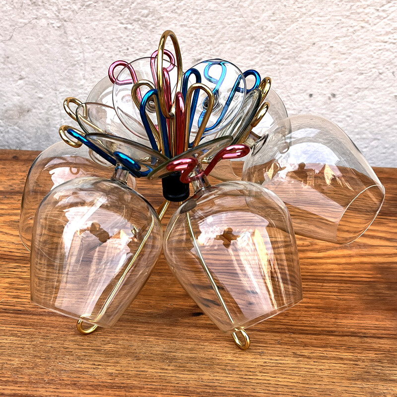 Set of 6 vintage Cognac glasses on blown glass stem for Schott Zwiesel Glass, Germany 1950