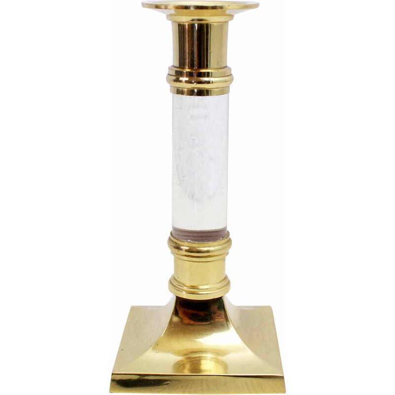 Vintage brass and lucite candlestick, 1970