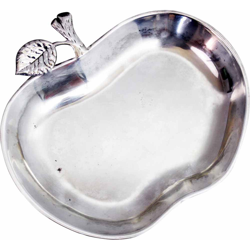 Vintage “apple” pocket tray in silver metal, 1960