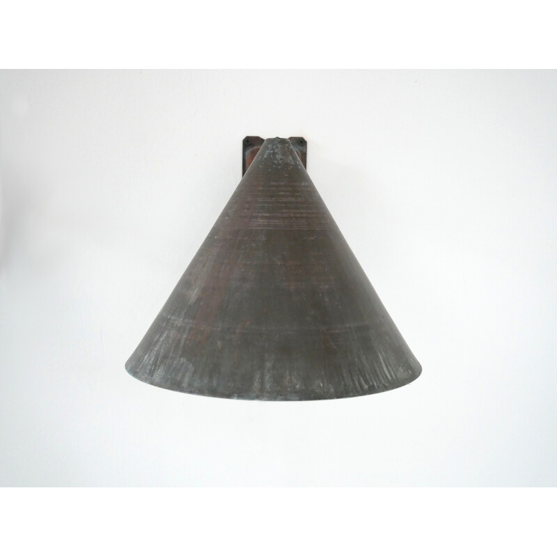 Pair of vintage Tratten wall lamp in patinated copper by Hans-Agne Jakobsson, Sweden 1950