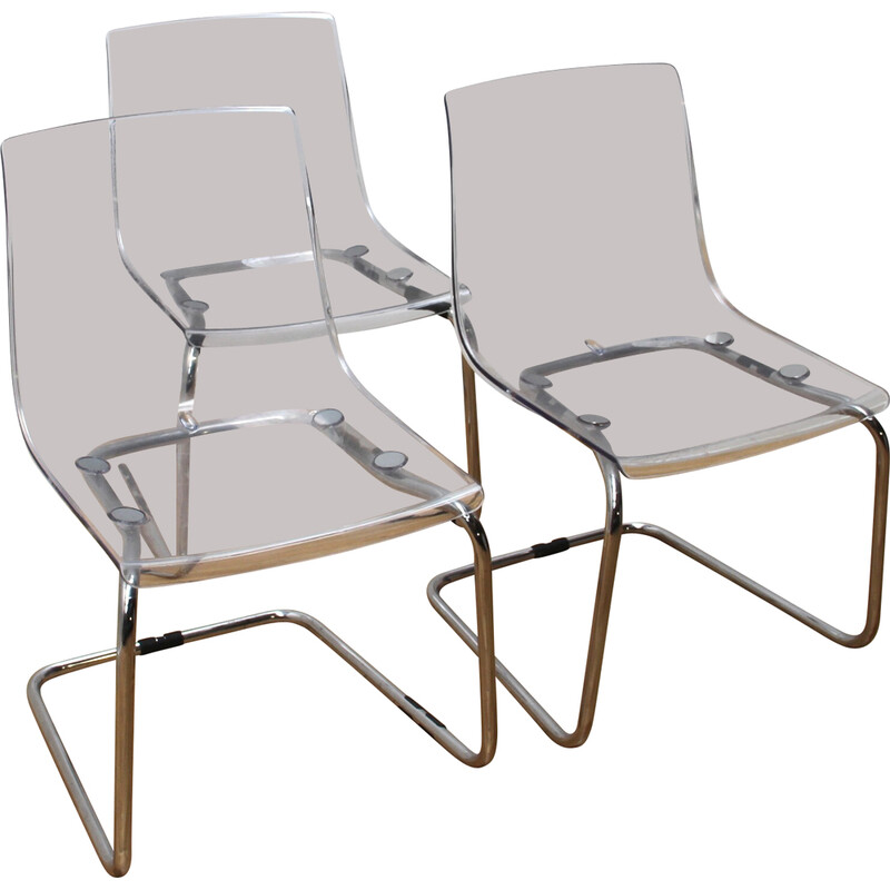 Cadeira de jantar vintage Tobias em metal cromado e plástico para a Ikea