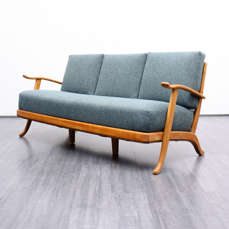 Mid-century 3-seater blue sofa - 1950s