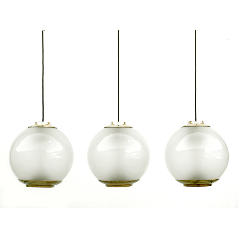 Set of 3 Vintage Ls2 ball hanging lamps by Luigi Caccia Dominioni for Azucena, Italy 1954