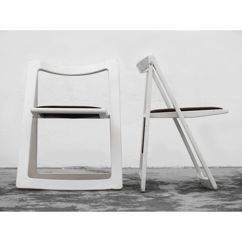 Pair of vintage Trieste chairs in wood and velvet by Jacober Aldo and D'Aniello for Bazzani Itaky, 1970