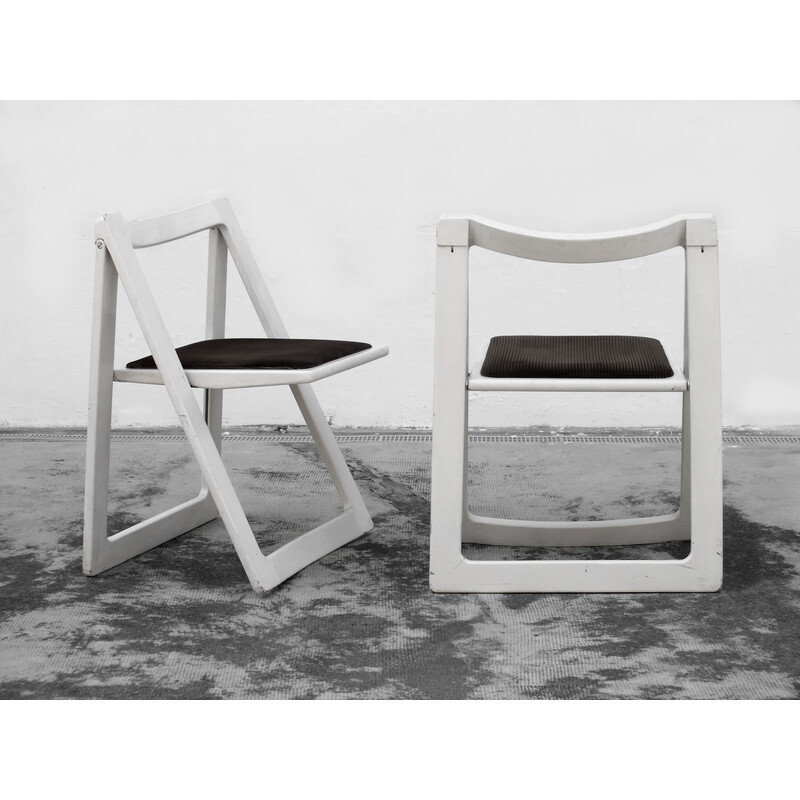Par de cadeiras Trieste vintage em madeira e veludo de Jacober Aldo e D'Aniello para Bazzani Itaky, 1970