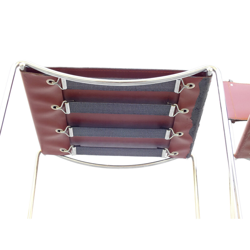 Pair of vintage Alias ​​leather stools by Belotti Giandomenico, Italy 1970