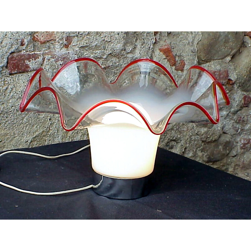 Lámpara vintage de vidrio lattimo para Vistosi, Italia 1970