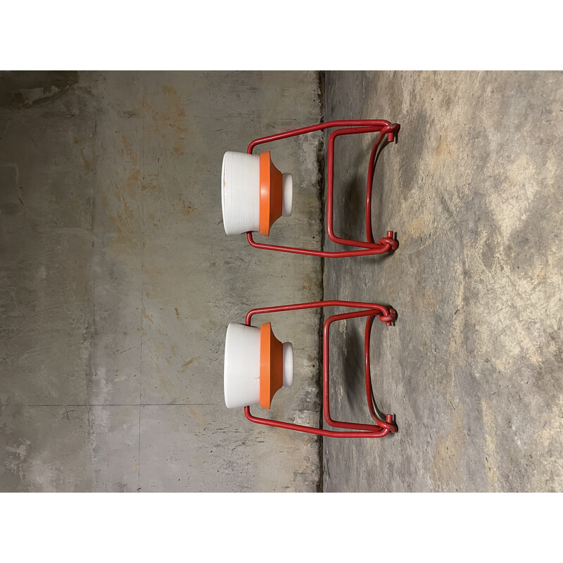 Pair of vintage stools with basswood seat by Christian Poux