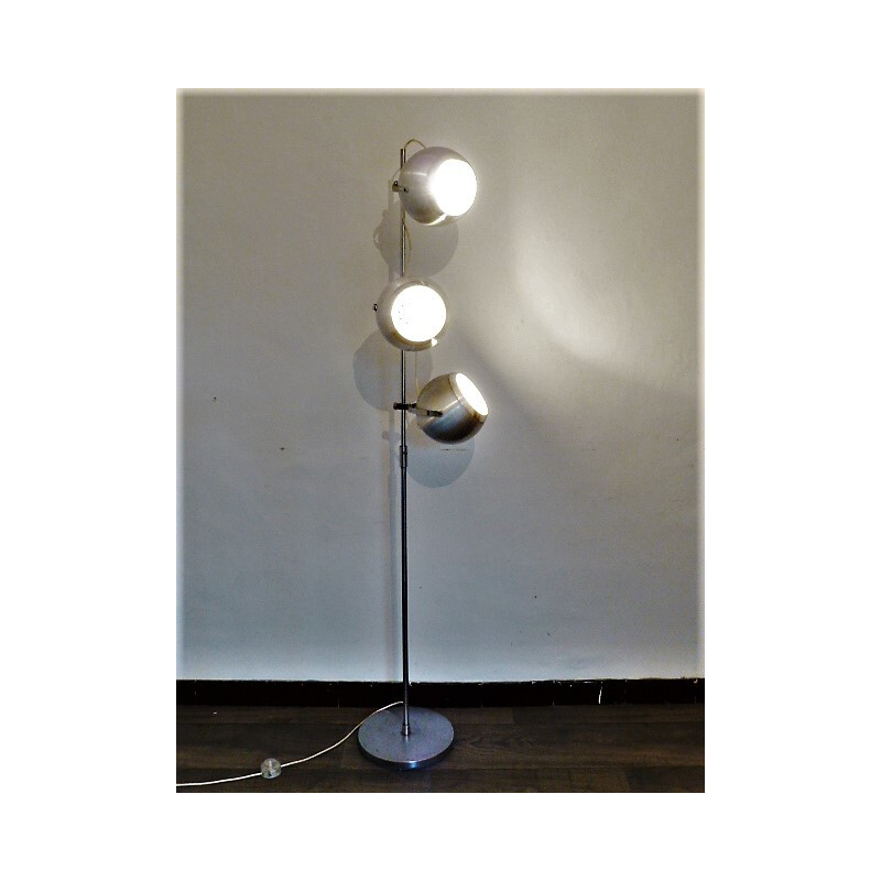 Stainless steel "eyeball" floor lamp - 1970s