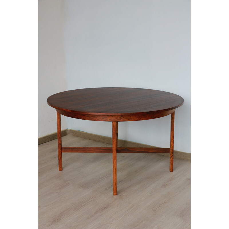 Vintage round rosewood dining table, 1960