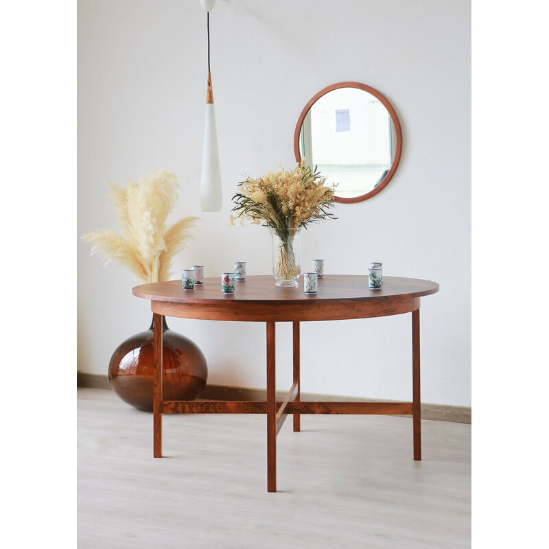Vintage round rosewood dining table, 1960