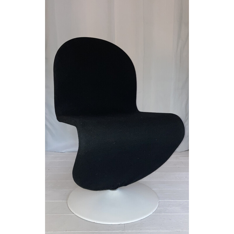 System 1-2-3" vintage stoel in metaal en zwarte stof voor Fritz Hansen