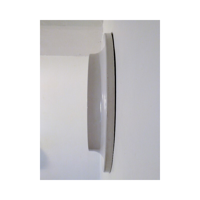 White molded round plastic mirror - 1970s