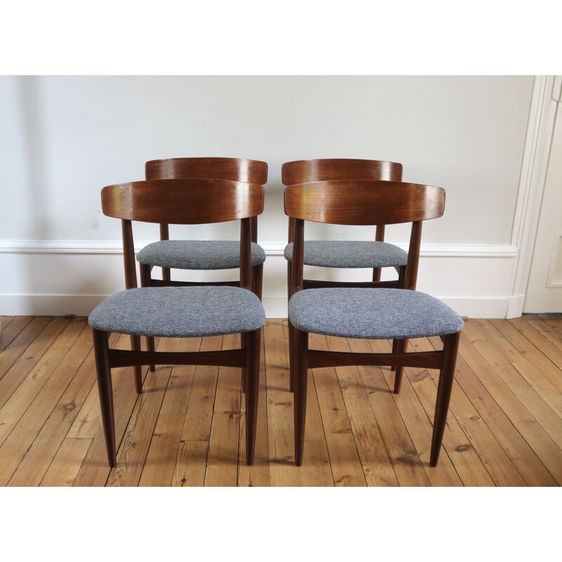 Set van 4 vintage teakhouten stoelen door W. Klein voor Bramin, 1960