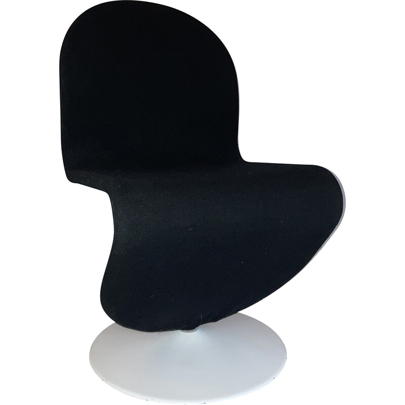 System 1-2-3" vintage stoel in metaal en zwarte stof voor Fritz Hansen