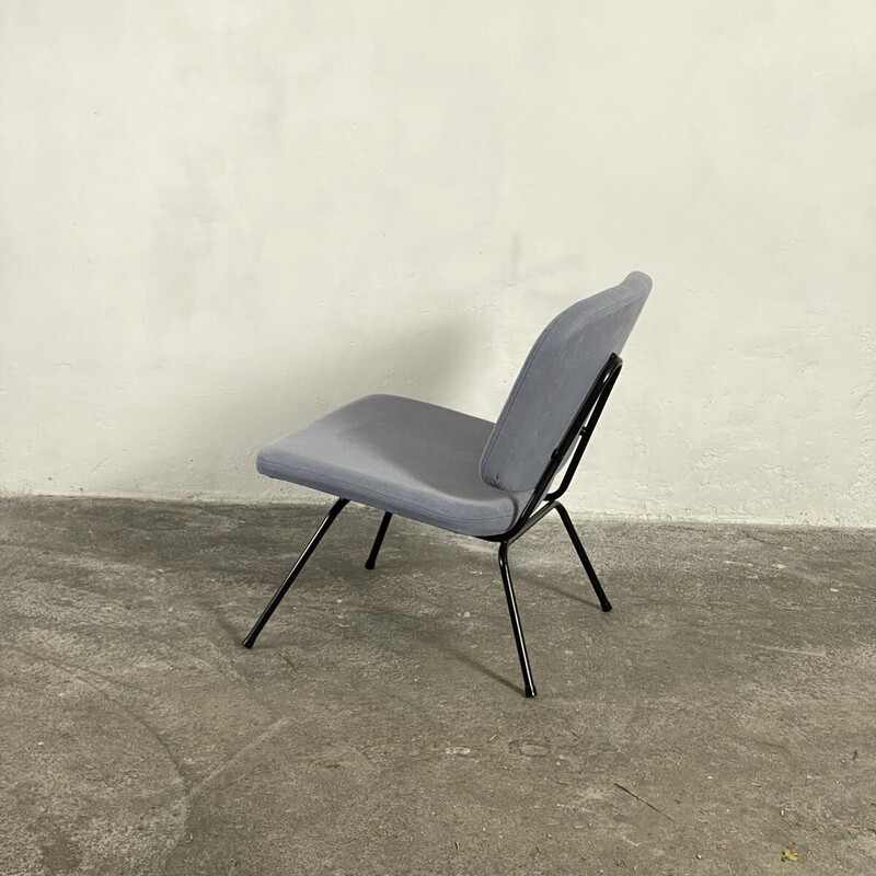 Vintage CM190 easy chair in black lacquered steel and fabric by Pierre Paulin for Thonet, 1950