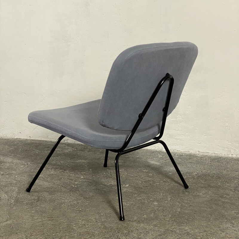 Vintage CM190 easy chair in black lacquered steel and fabric by Pierre Paulin for Thonet, 1950