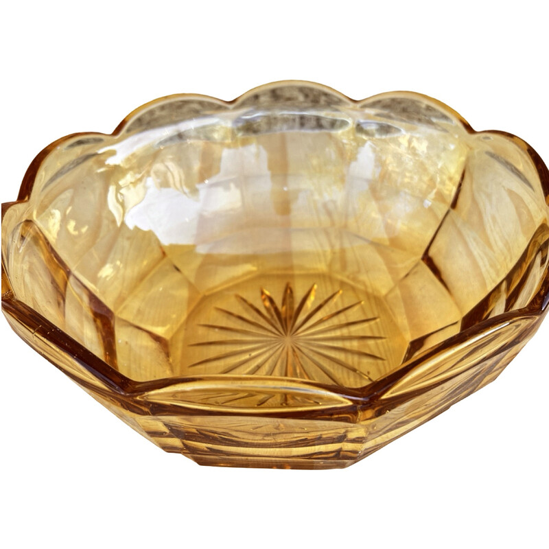 Taça de vidro mel Art Deco vintage para Stölzle, Checoslováquia 1930