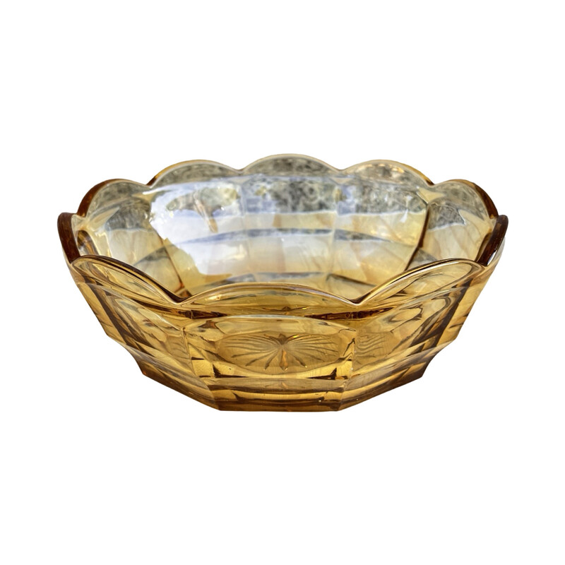 Vintage Art Deco honey glass bowl for Stölzle, Czechoslovakia 1930