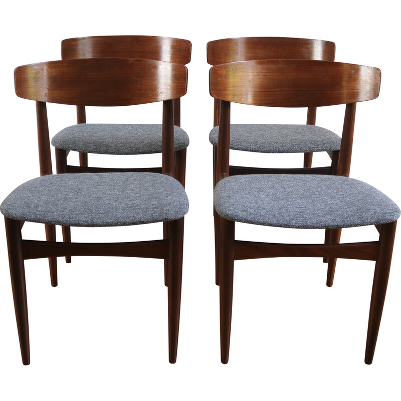 Set van 4 vintage teakhouten stoelen door W. Klein voor Bramin, 1960