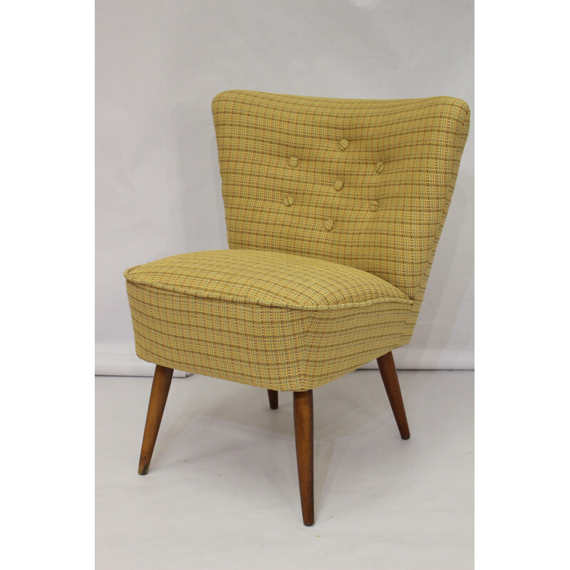 Vintage cocktail armchair with yellow tiles - 1950s