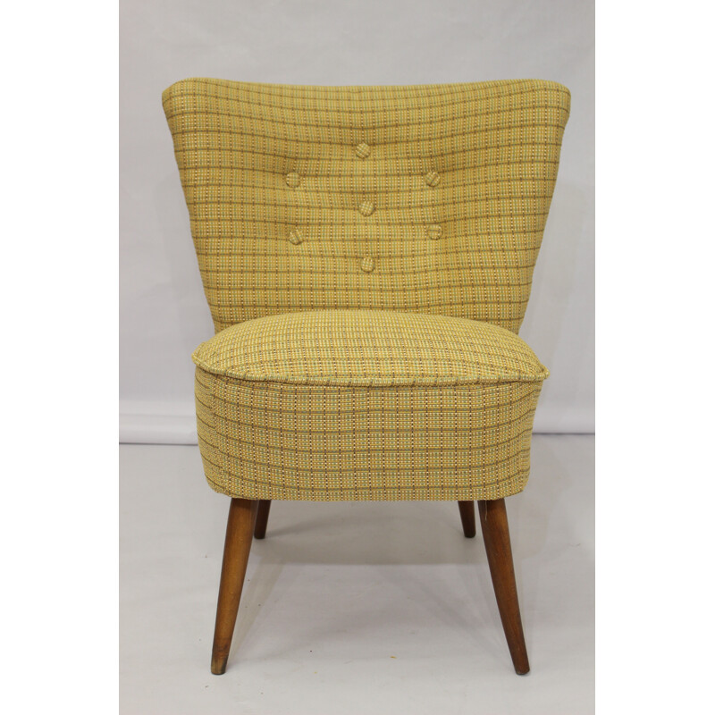 Vintage cocktail armchair with yellow tiles - 1950s