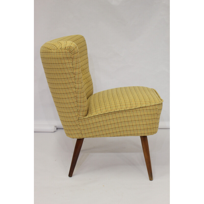 Vintage cocktail armchair with yellow tiles - 1950s