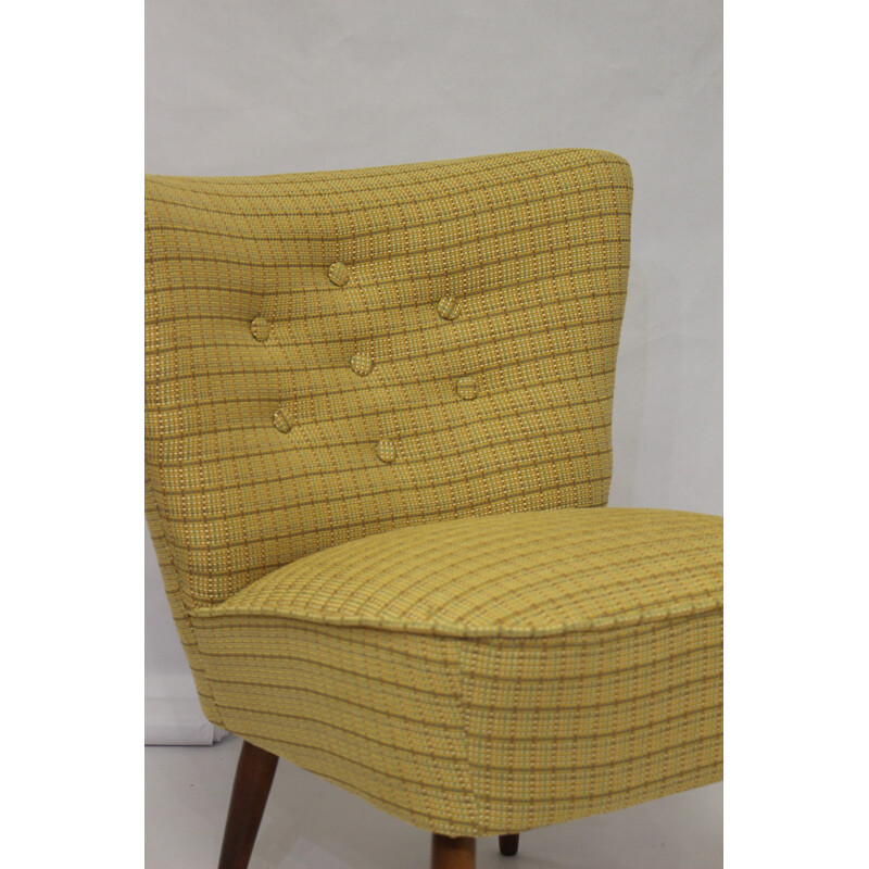 Vintage cocktail armchair with yellow tiles - 1950s