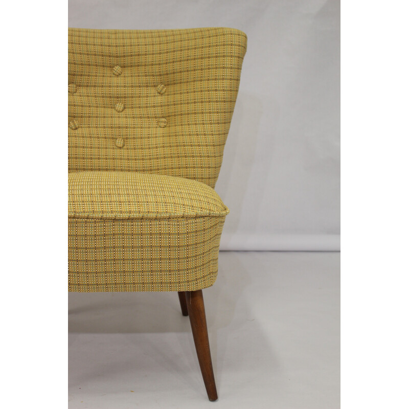 Vintage cocktail armchair with yellow tiles - 1950s