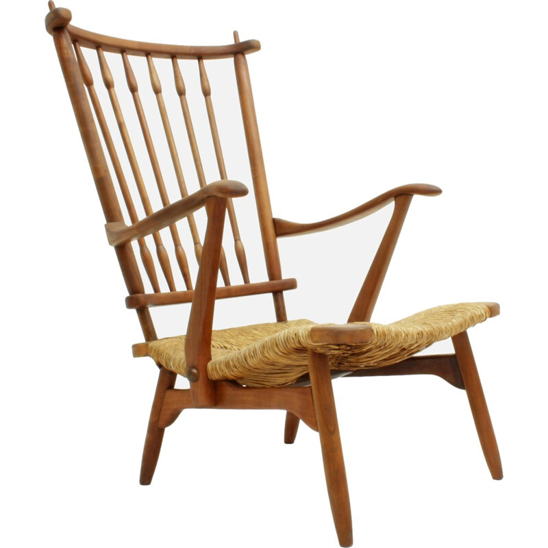 Dutch De Ster Gelderland cherrywood Armchair - 1950s