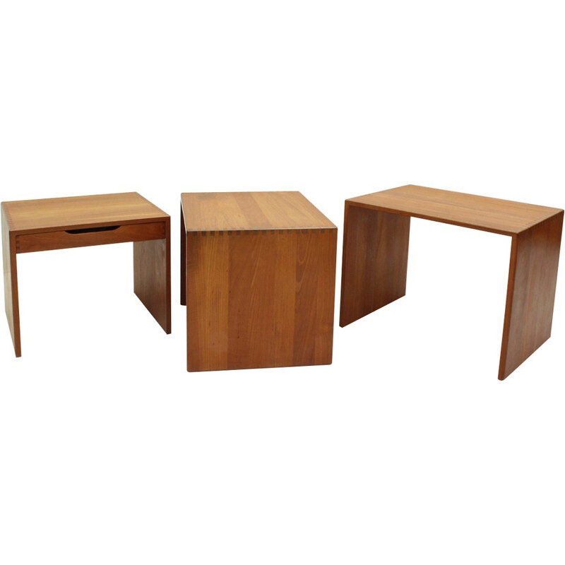 Set of solid teak nesting tables - 1960s