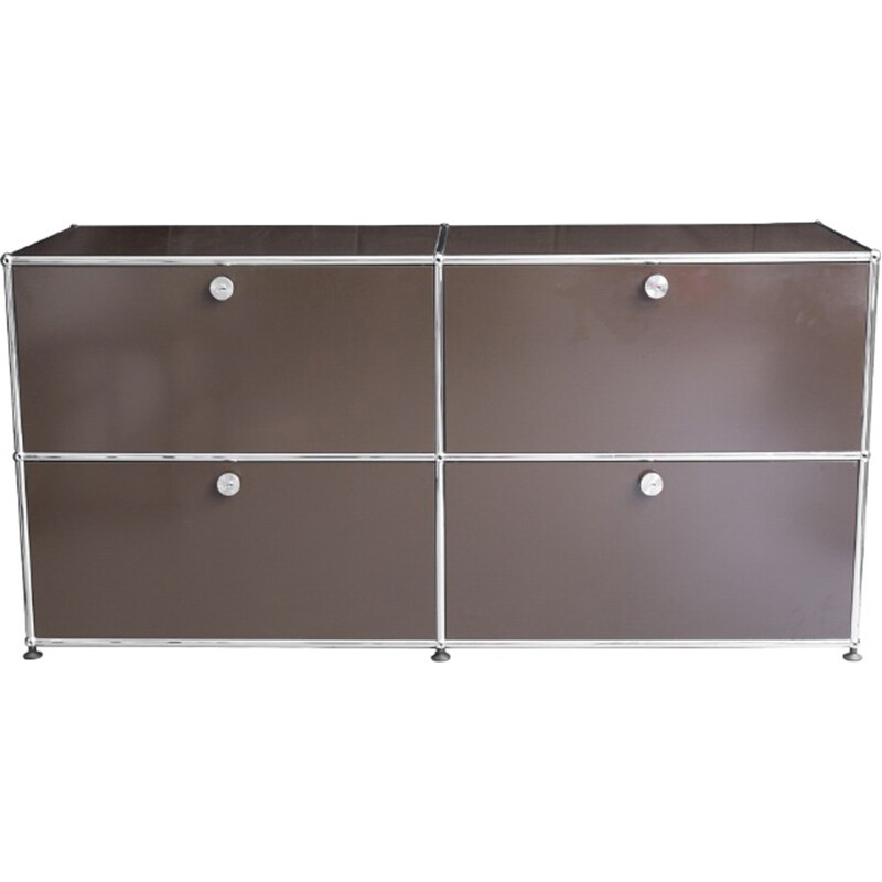 Brown USM storage unit with chrome-plated frame - 1990s