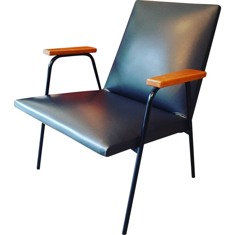Dark grey armchair by Pierre Guariche for Meurop - 1950s