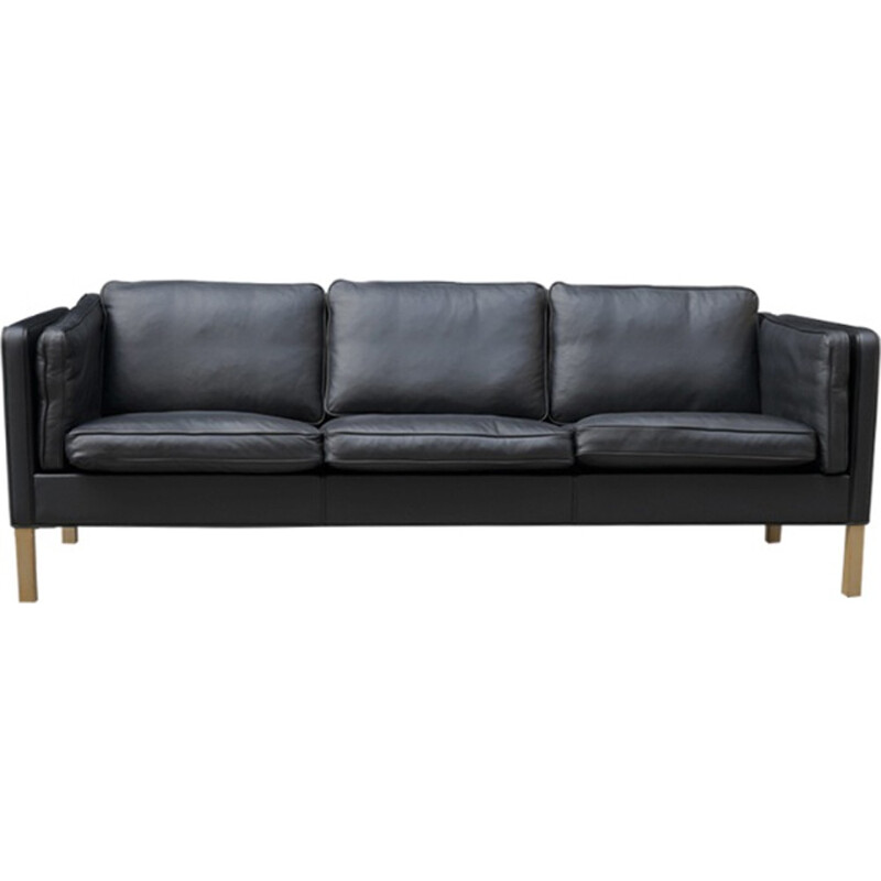 3 seats Stouby black sofa by Borge Morgensen - 1960s