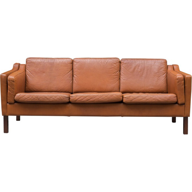 3 seater Stouby brown sofa by Borge Mogensen - 1950s