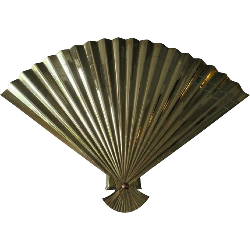 Golden brass fan-shaped wall lamp - 1970s
