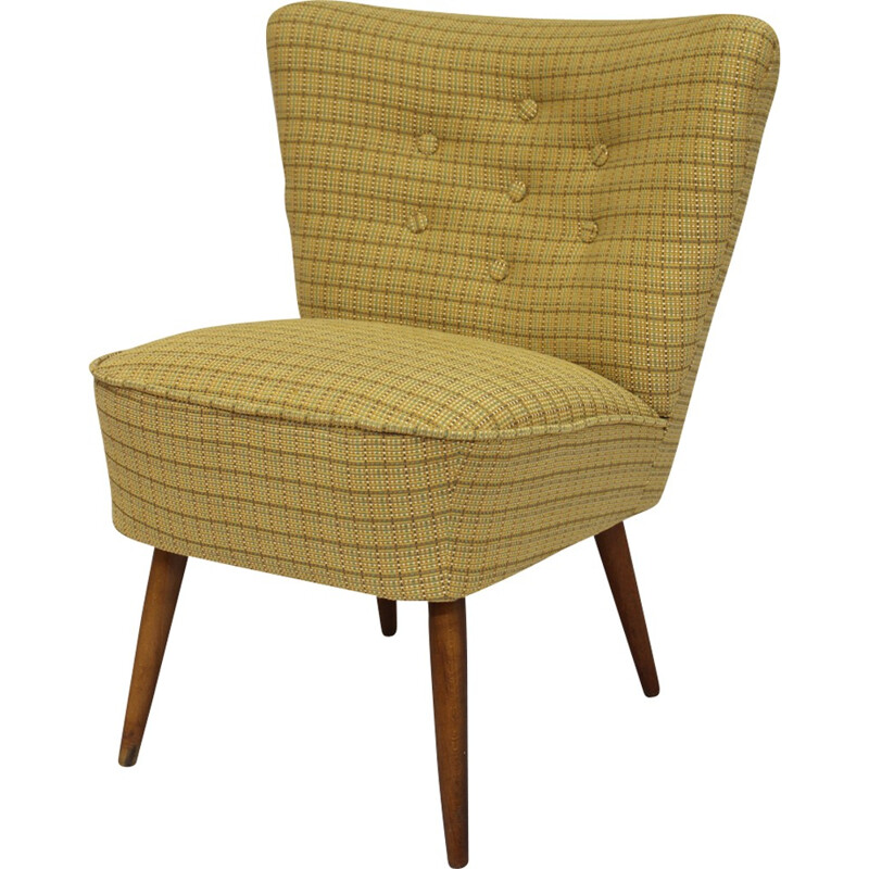Vintage cocktail armchair with yellow tiles - 1950s
