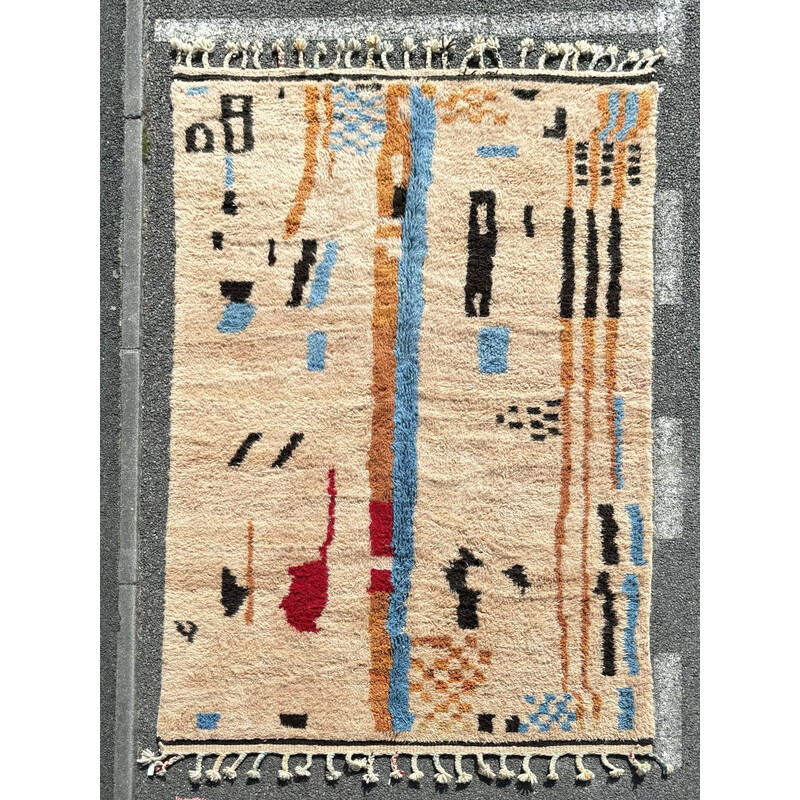 Vintage Beni Ouarain schapenwollen tapijt
